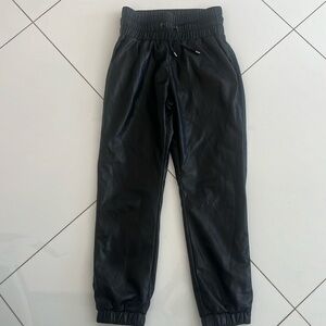 Joie Women's Black Adjustable Stretch Waist Faux Leather Jogger Pants size S